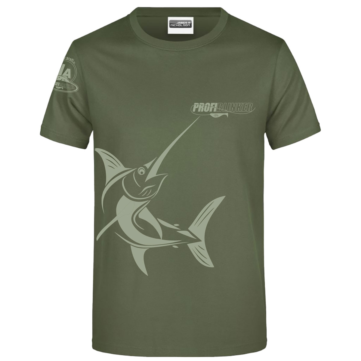 ProfiBlinker Tshirt olive Motiv Schwertfisch Größe 2XL 