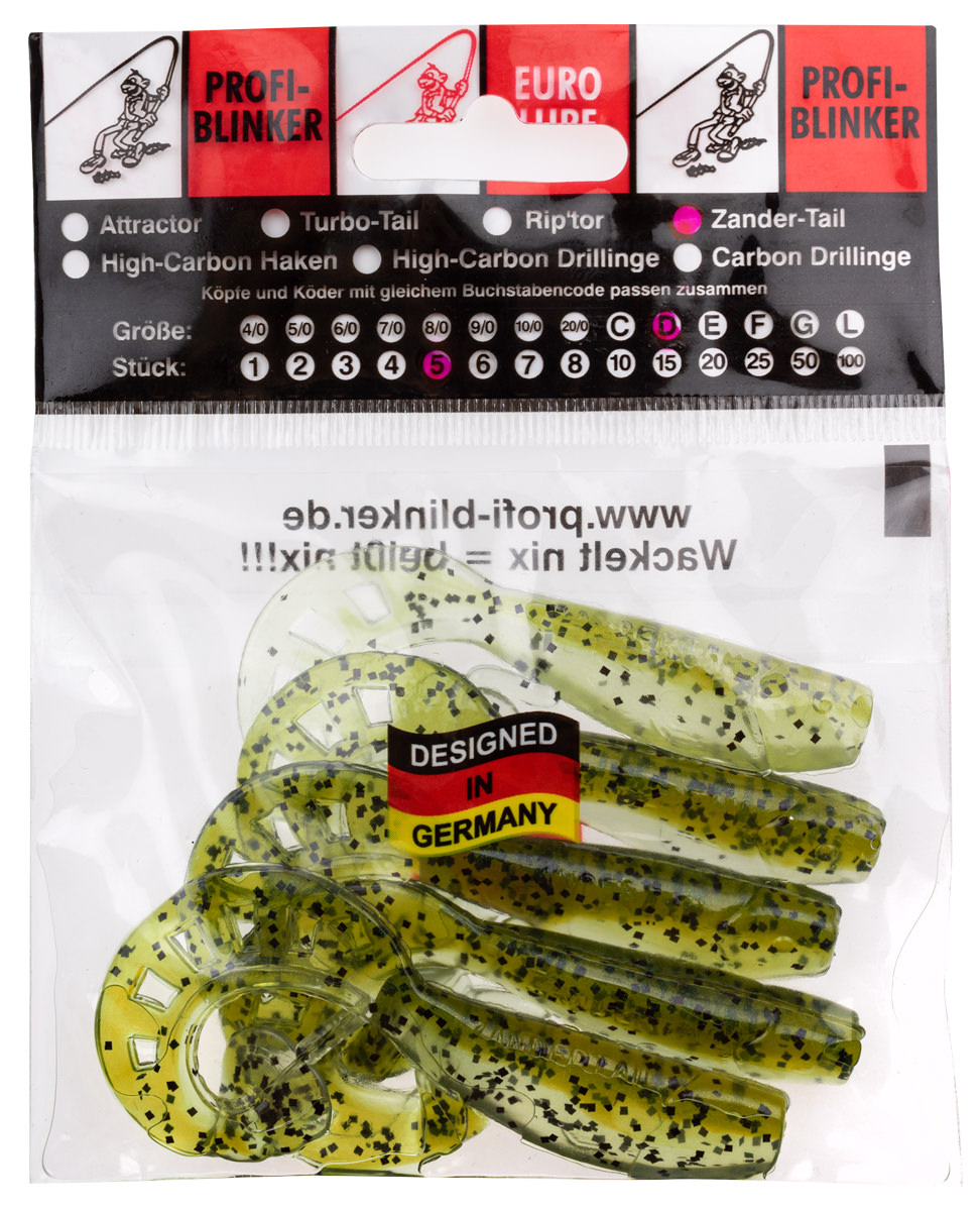 ProfiBlinker Zandertail Größe D 10cm Zander / 5er Pack 